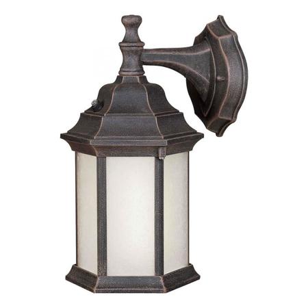FORTE One Light Painted Rust Frosted Seeded Panels Glass Wall Lantern 17004-01-28